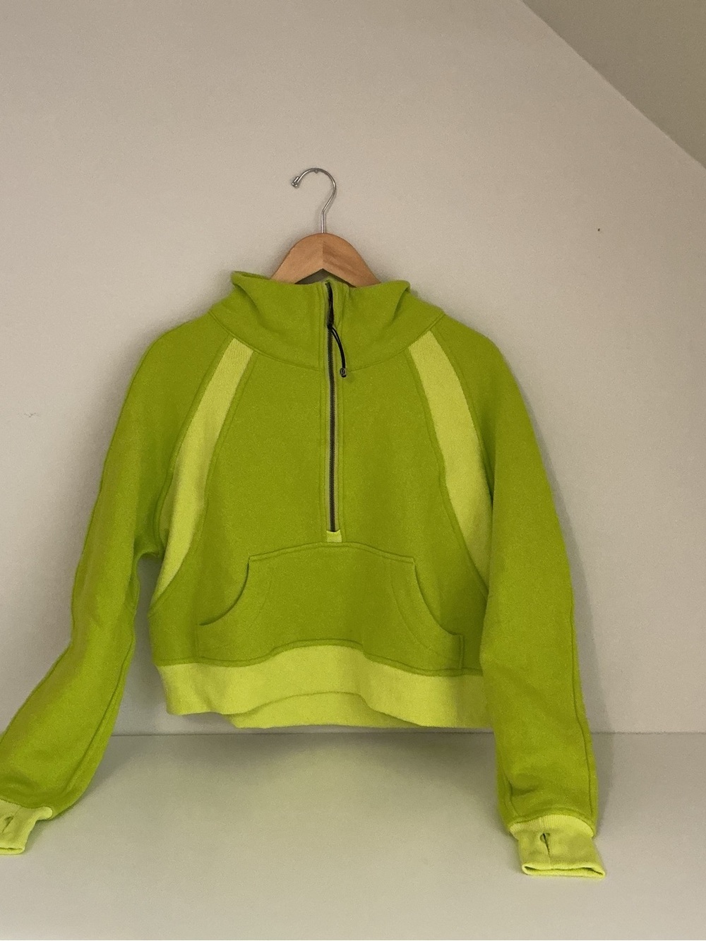 lululemon athletica Cropped Lime Green Half-Zip Fleece Pullover
